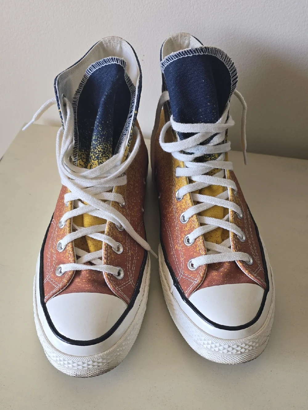 Unisex Converse High Top Sneakers - Blue, Yellow, Orange Gradient - Picture 2 of 5